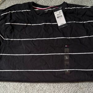 Tommy Hilfiger Black and White Striped Long Sleeve Shirt